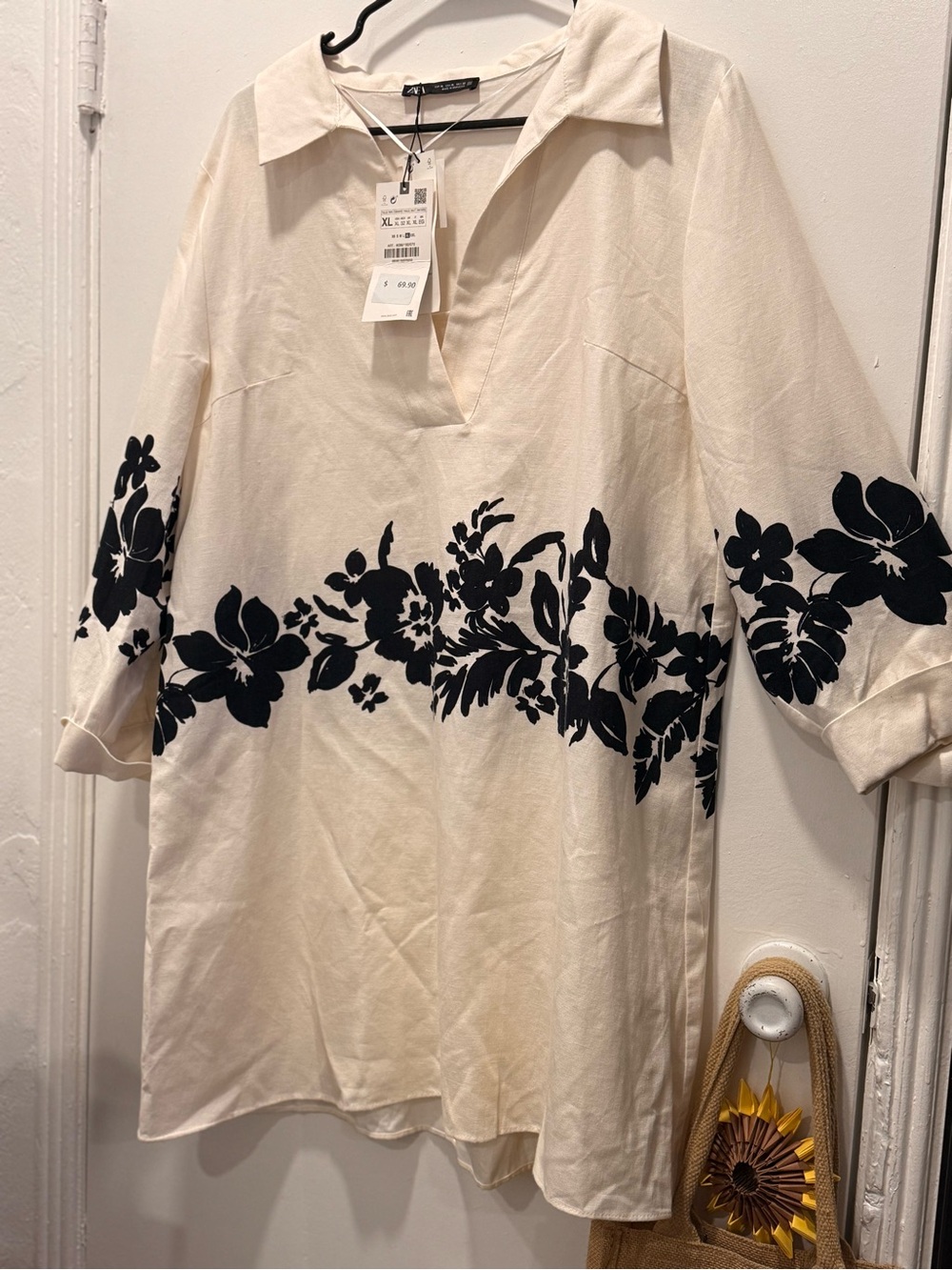 ZARA EMBROIDERED DRESS new LINEN AND COTTON MADE IN MARRUECOS